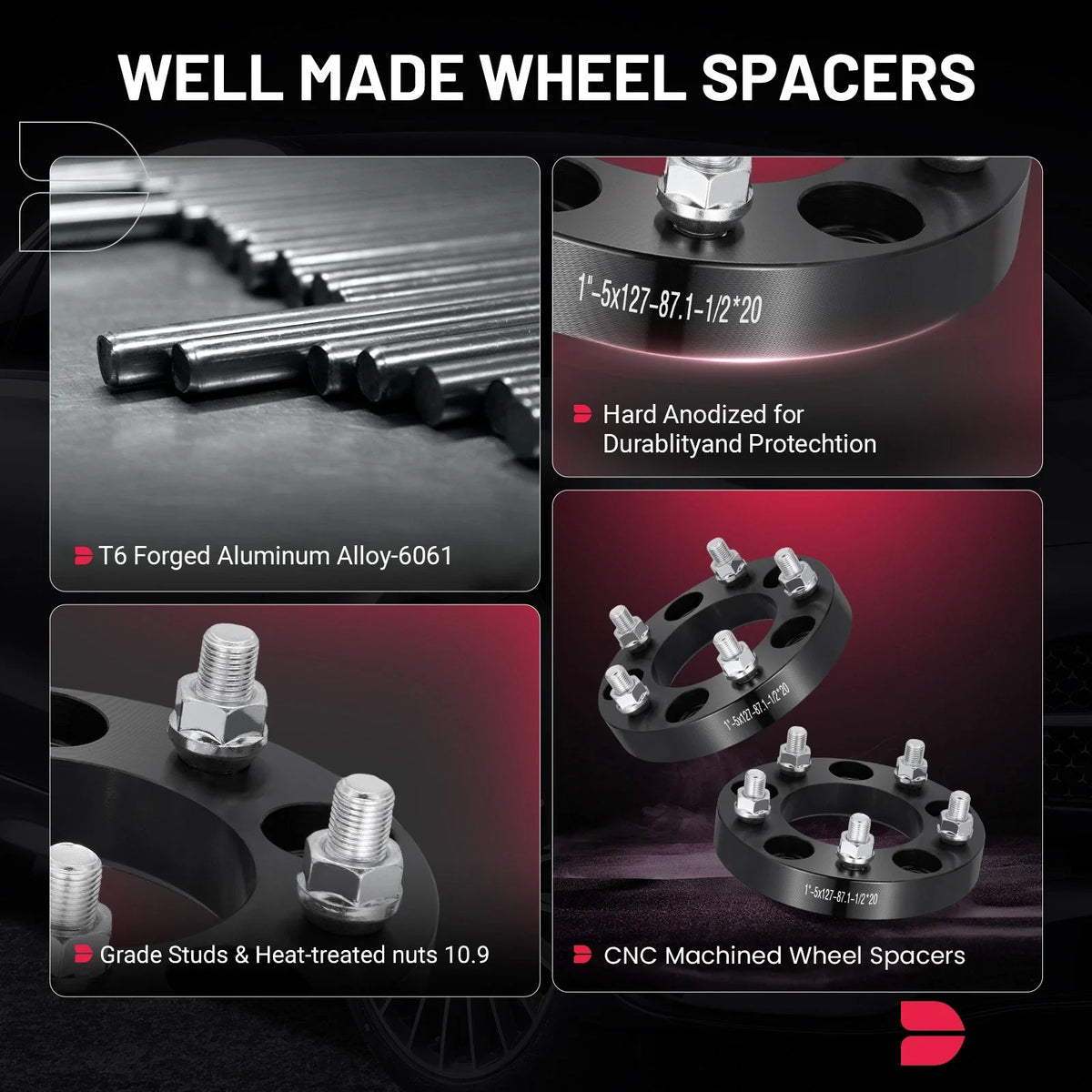 Wheel Spacers 5x5 127mm - 1" Thick Pair for Chevy C10, Buick LeSabre, Cadillac