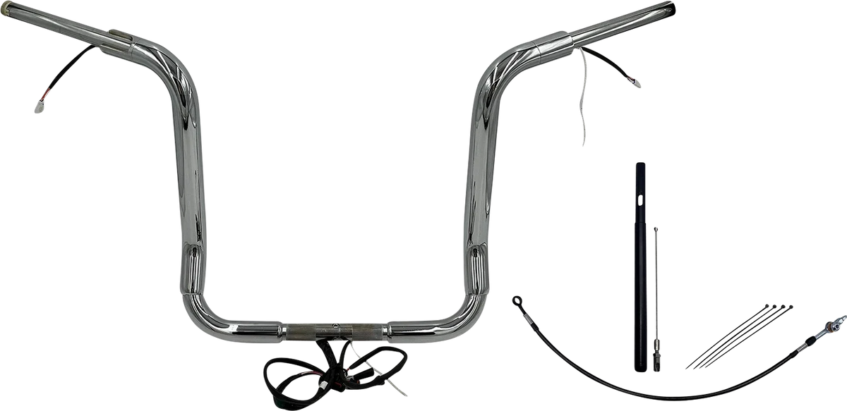 1-1/2" Round Top Handlebar Kit for Harley Davidson (16") - Chrome