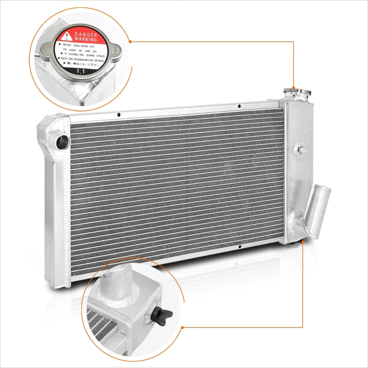 3-Row Aluminum Radiator for Chevy Vega/Pontiac Astre (1971–1977)
