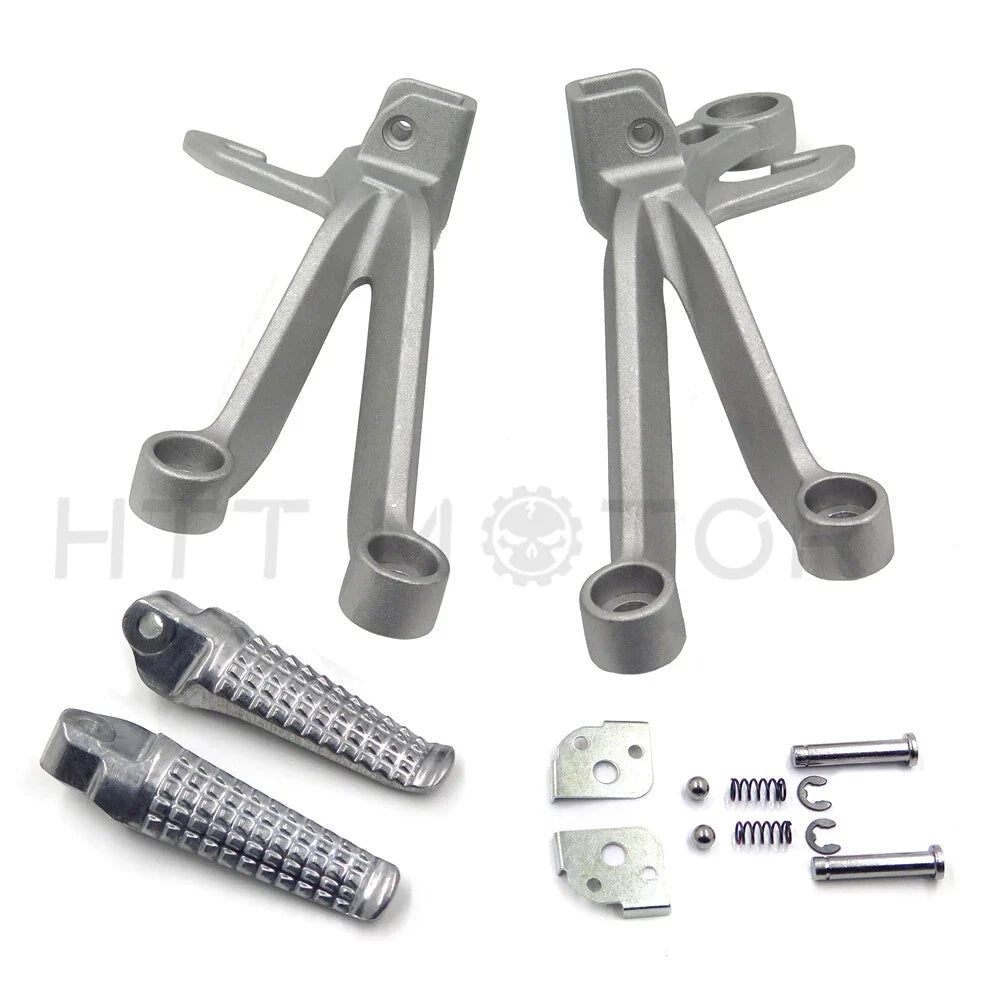 Matte Silver Rear Foot Rest Pegs Brackets for Suzuki GSX-R 1000 (03-04)