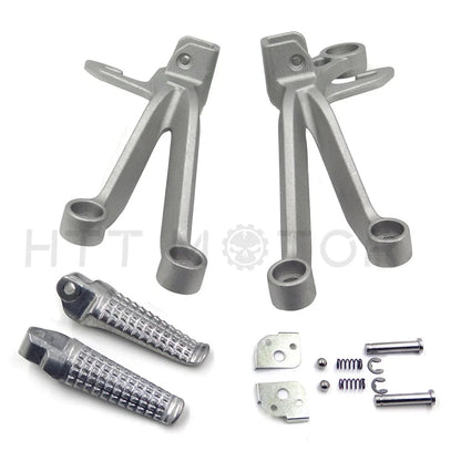 Matte Silver Rear Foot Rest Pegs Brackets for Suzuki GSX-R 1000 (03-04)