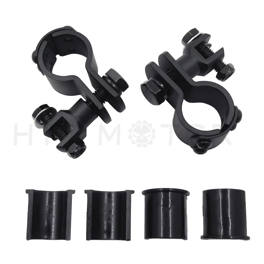 Pair Black Foot Peg Mounts for Harley (1 1/4" Engine Guard)