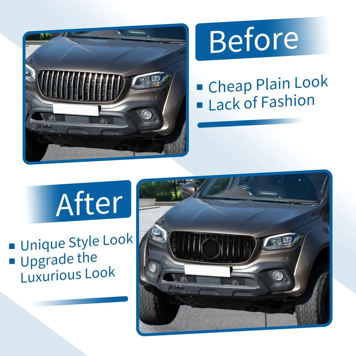 Front Upper Grille Gloss Black for Mercedes-Benz X-Class W470 2017-2023
