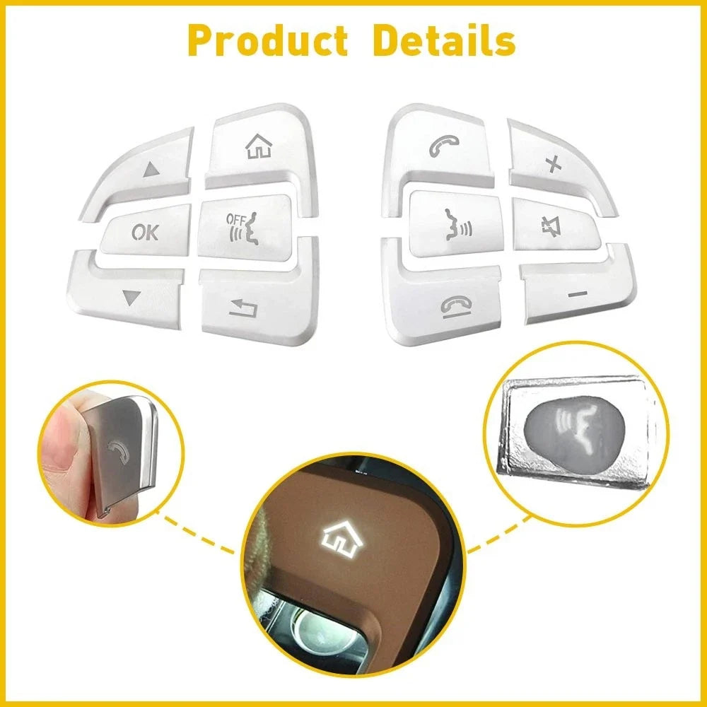 Chrome Steering Wheel Button Covers for GLC C Class 2015-2021
