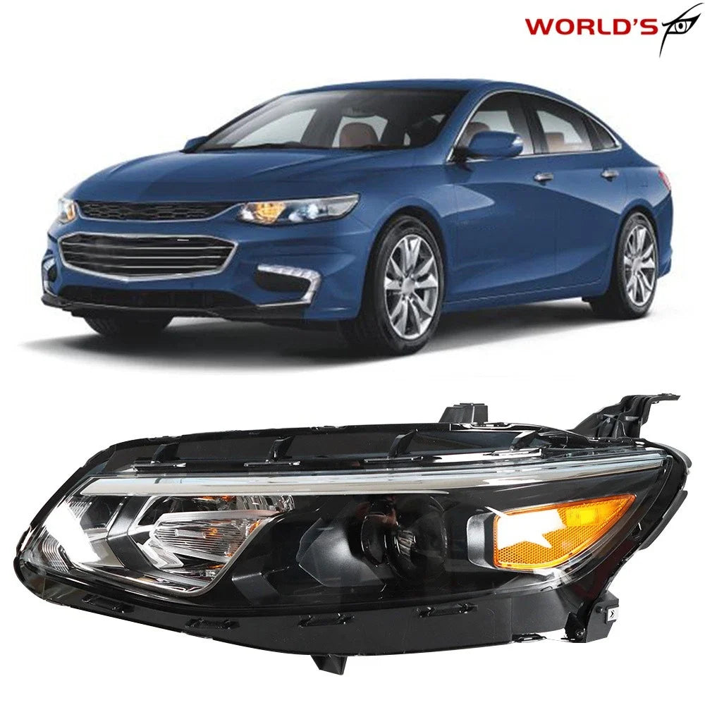 Headlight for Chevy Malibu (2016–2018) Halogen Black Clear Driver Side