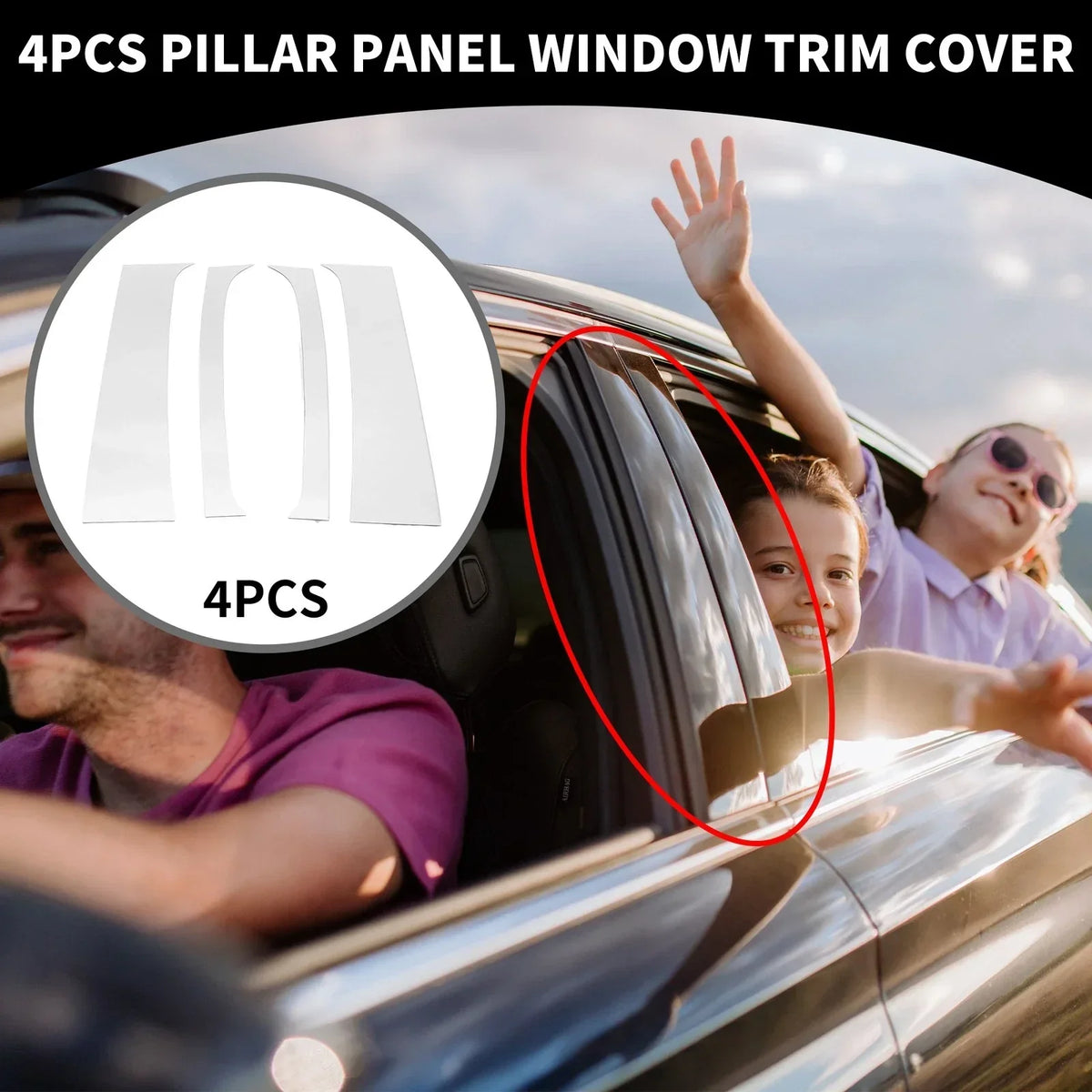 4 Pcs Car Pillar Trim in Chrome Silver Tone for Dodge Ram 1500 1994-2001