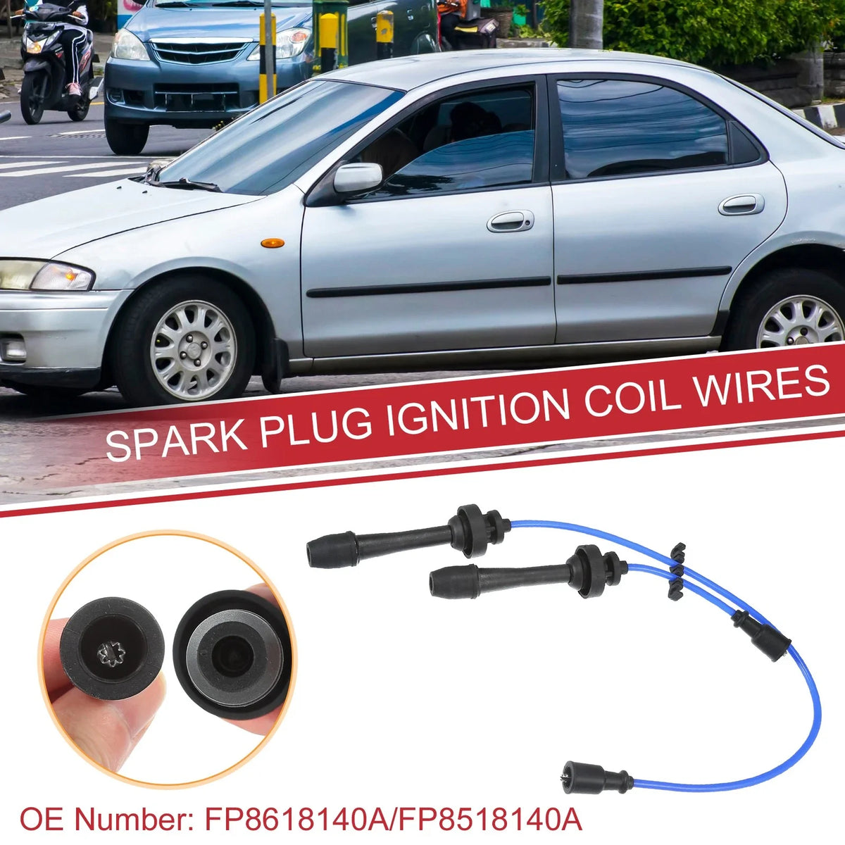 2X Spark Plug Wire Ignition Coil Cable No.FP8618140A for Mazda L4 2.0L (2001–2003)
