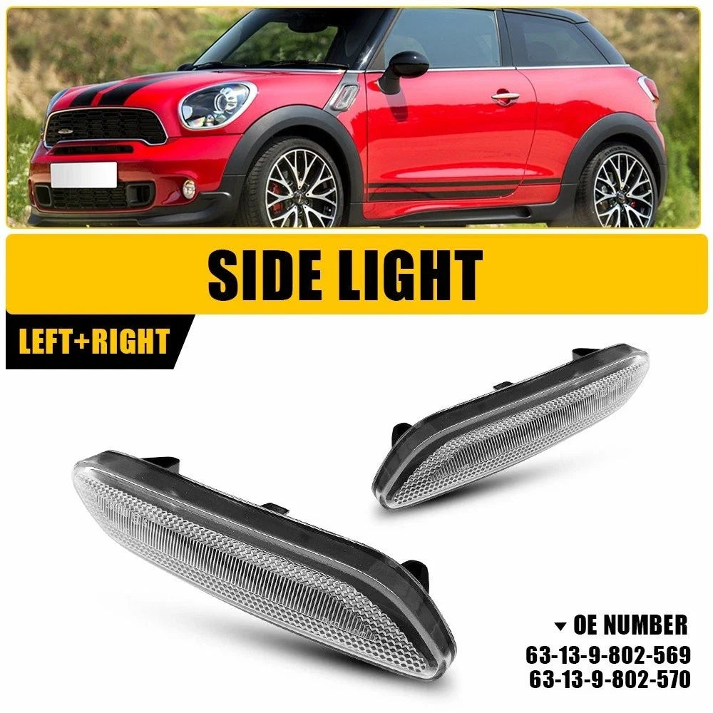 2X Clear Full LED Front Side Marker Lights for MINI Cooper R60 R61 (2011–2016)