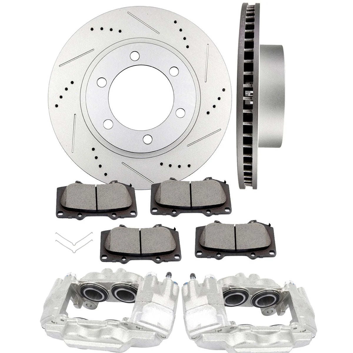 Set of 8 Brake Calipers, Rotors & Pads for Toyota Tacoma (2005–2021)