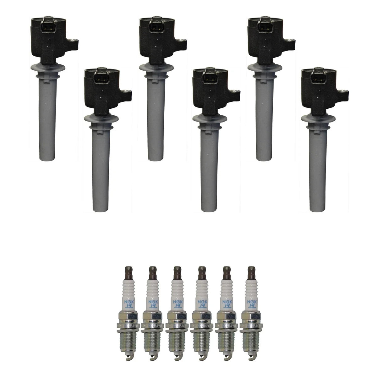 Set of 6 Ignition Coils & NGK Platinum Spark Plugs for Ford Escape (2001–2007)