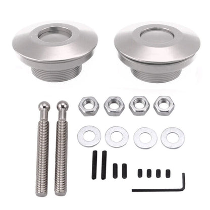 Hood Lock Clip Pins Kit - Universal Vehicles, Silver Color
