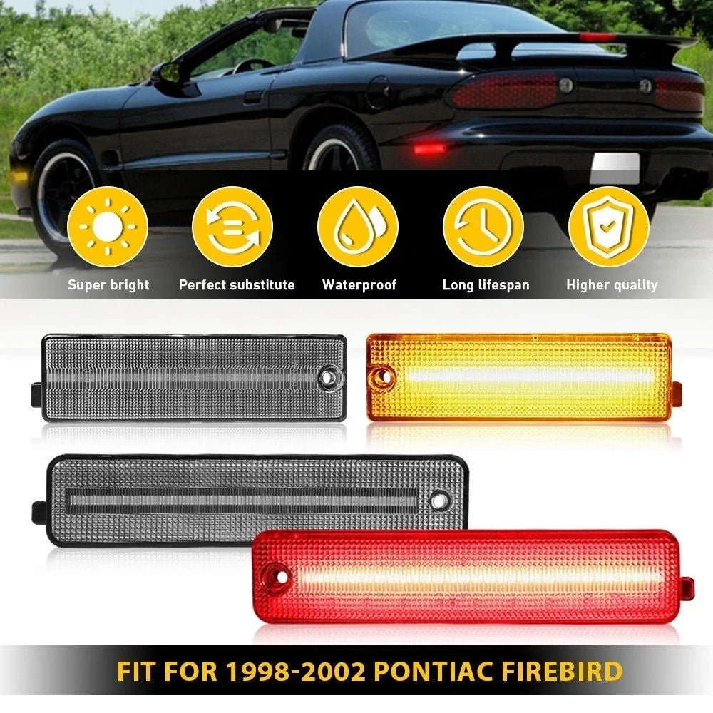 Set of 4 Clear Lens Bumper Side Marker Signal Lights for Pontiac Firebird (1998–2002)