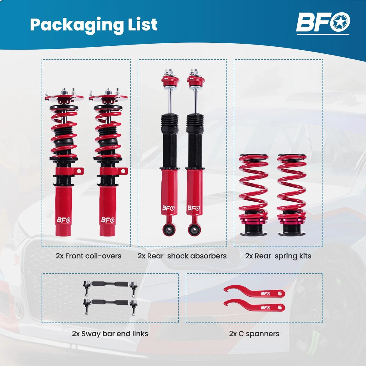 Adjustable Height Coilover Kit Shock Struts for BMW Z4 (E85) 2003-2008