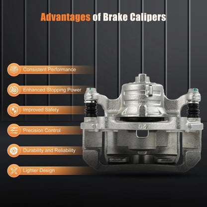 Front Pair of Brake Calipers w/ Bracket for 2012-2015 Nissan March