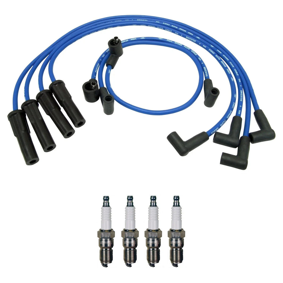 NGK 8mm Wire Set & Denso Spark Plug Kit for Mustang Ranger (L4)
