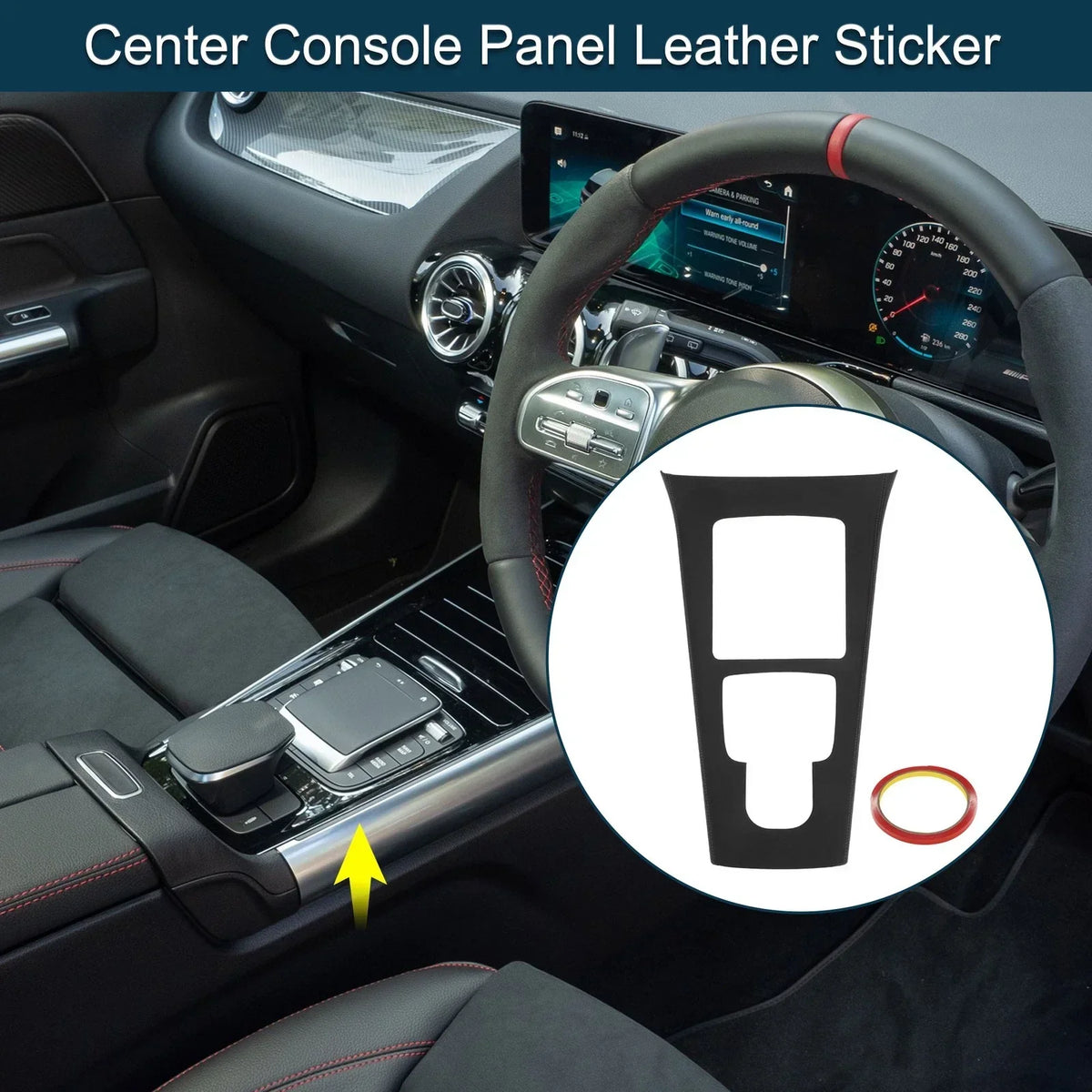 Black Gray Center Console Panel Sticker for GLA Class (2020-2021)