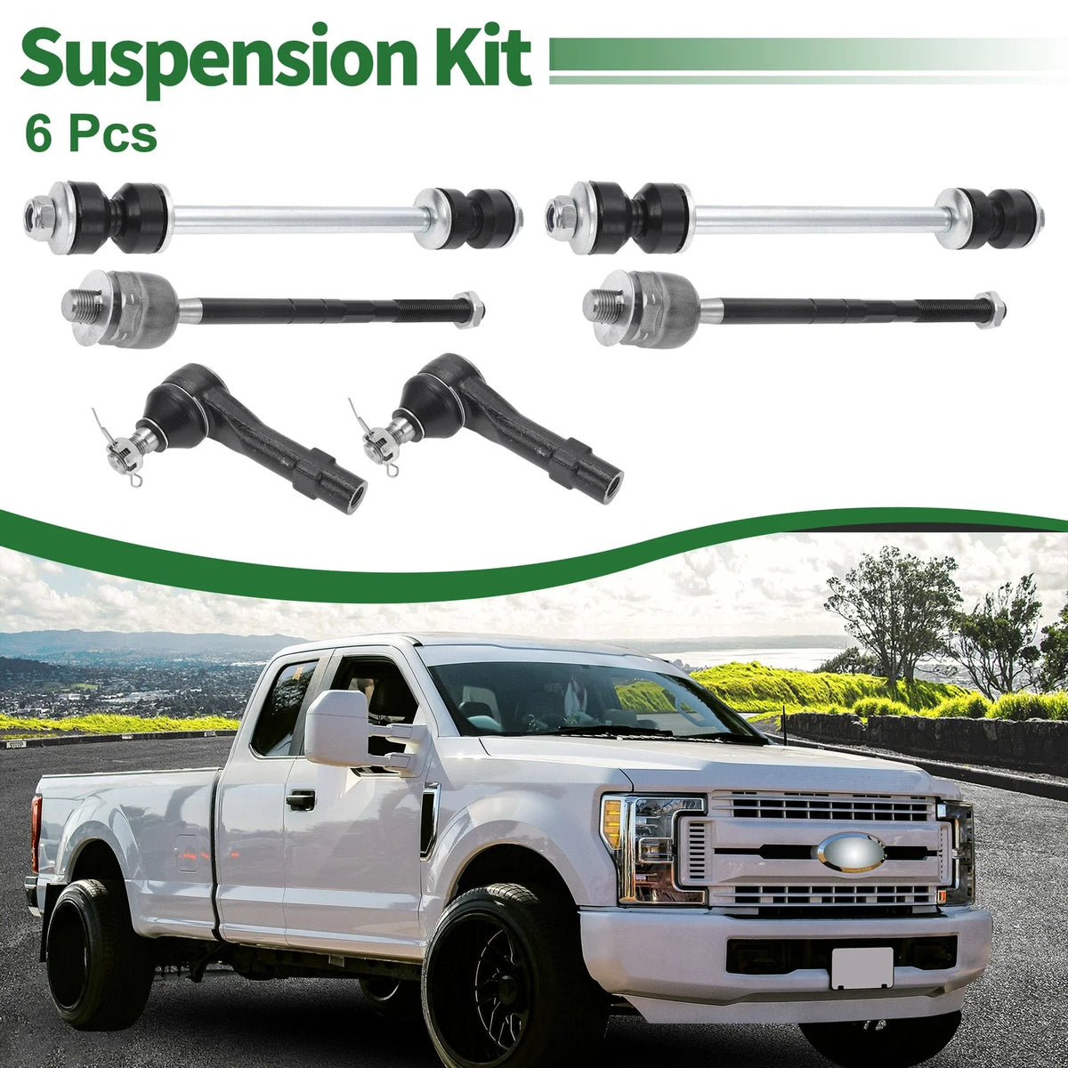 6 Pcs Front Suspension Kit Tie Rod Ends Sway Bar Link for Ford Explorer (2002–2010)