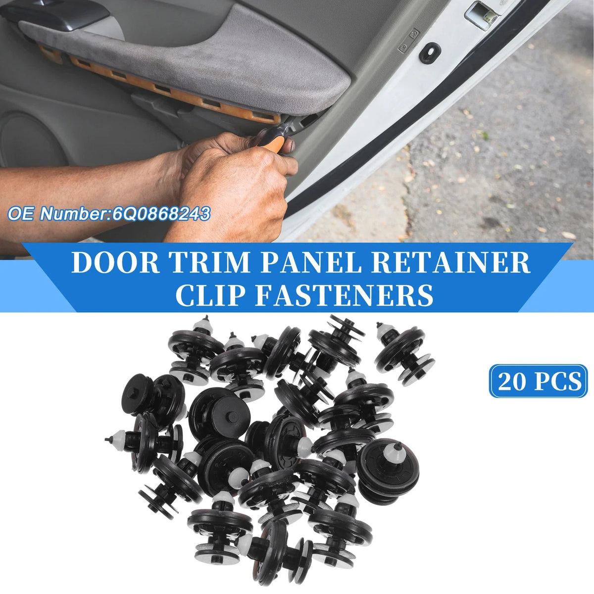 20 Pcs Door Panel Trim Retainer Clips for Audi TT Quattro (2008–2015) Nylon Black