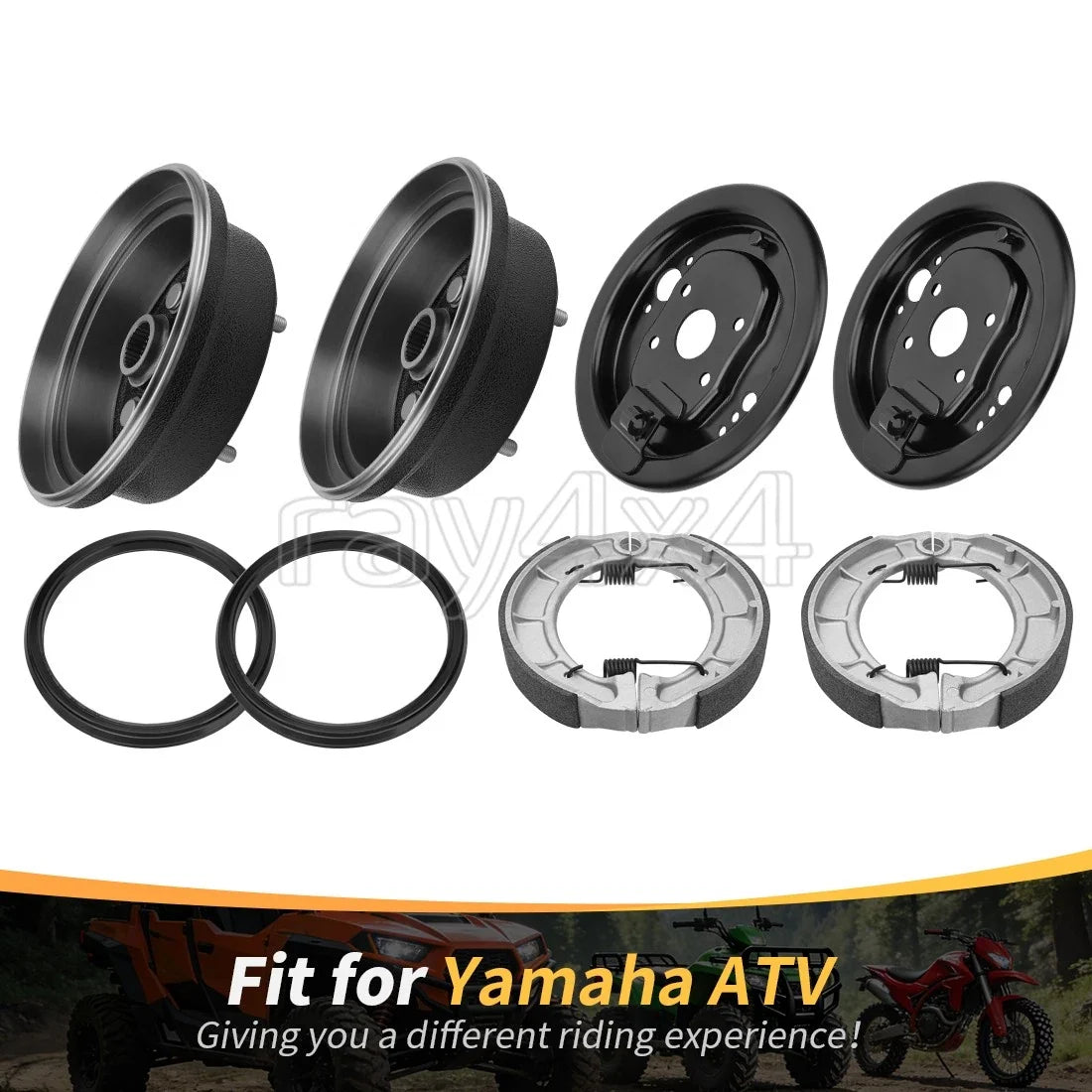 2X Brake Shoes Kit with Front Drum & Backing Plate for Yamaha Timberwolf 250
