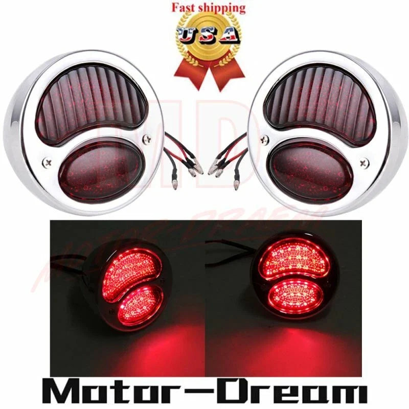Set of 2 Chrome Taillights for Harley Model A