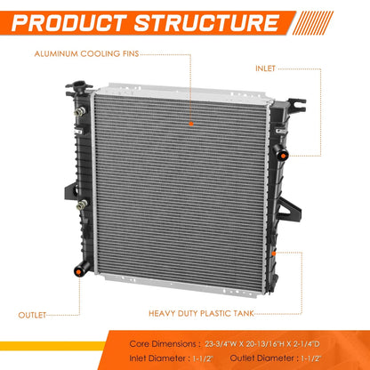 Radiator Aluminum OE Style for Ford Mountaineer/Sport Trac 1997-2005
