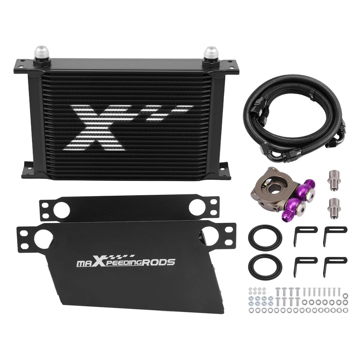 Aluminum 25 Row Transmission Cooler 10AN with Stainless Bracket