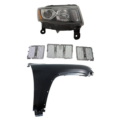 Headlight Kit for Jeep Grand Cherokee (2014–2016) RH Assy Halogen Chrome