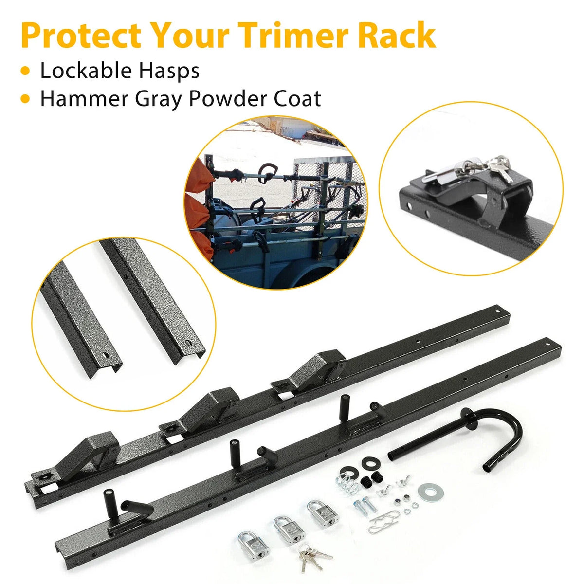 Open Landscape Trailer 3 Place Weeder Edge Trimmer Rack (Lockable)