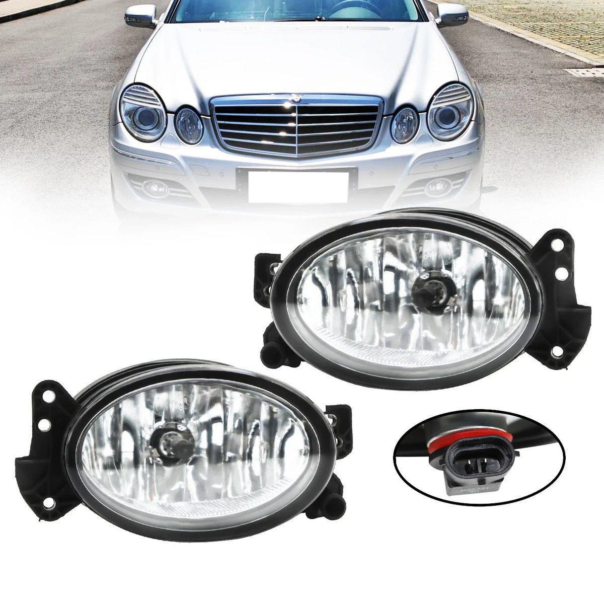 Fog Lights with Clear Lens for 2007-2009 Mercedes Benz Bumper