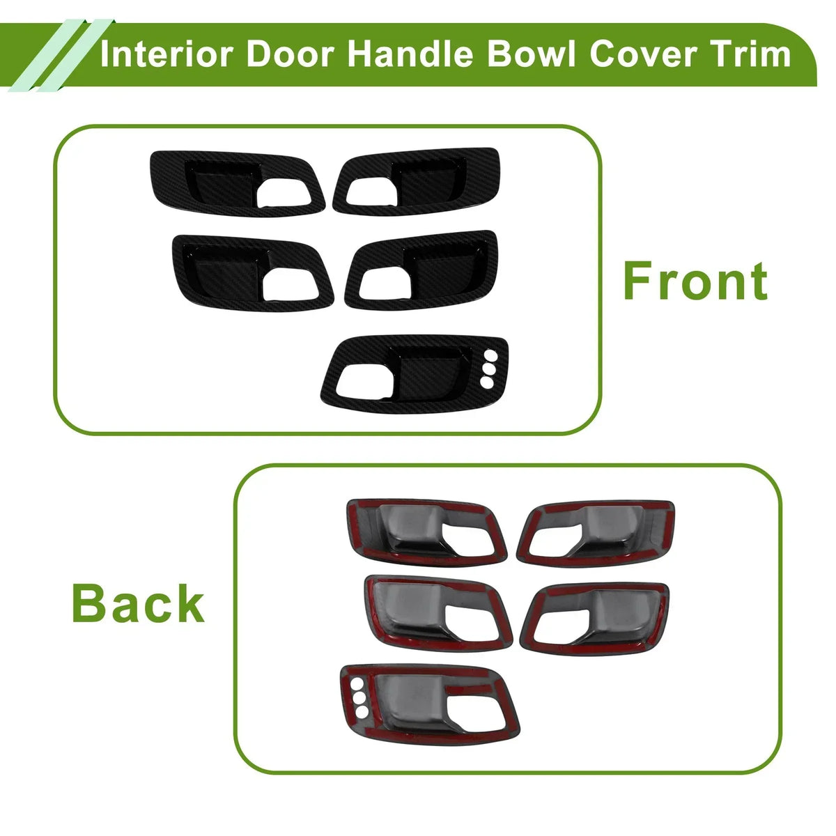5 x ABS Door Handle Bowl Trim Cover for Dodge Charger 2011-2021