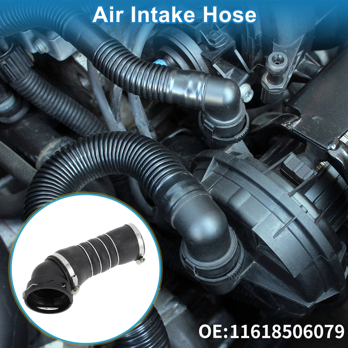 Engine Air Intake Hose with Clamps for BMW 5 Series Touring (2004–2010) No. 11618506079