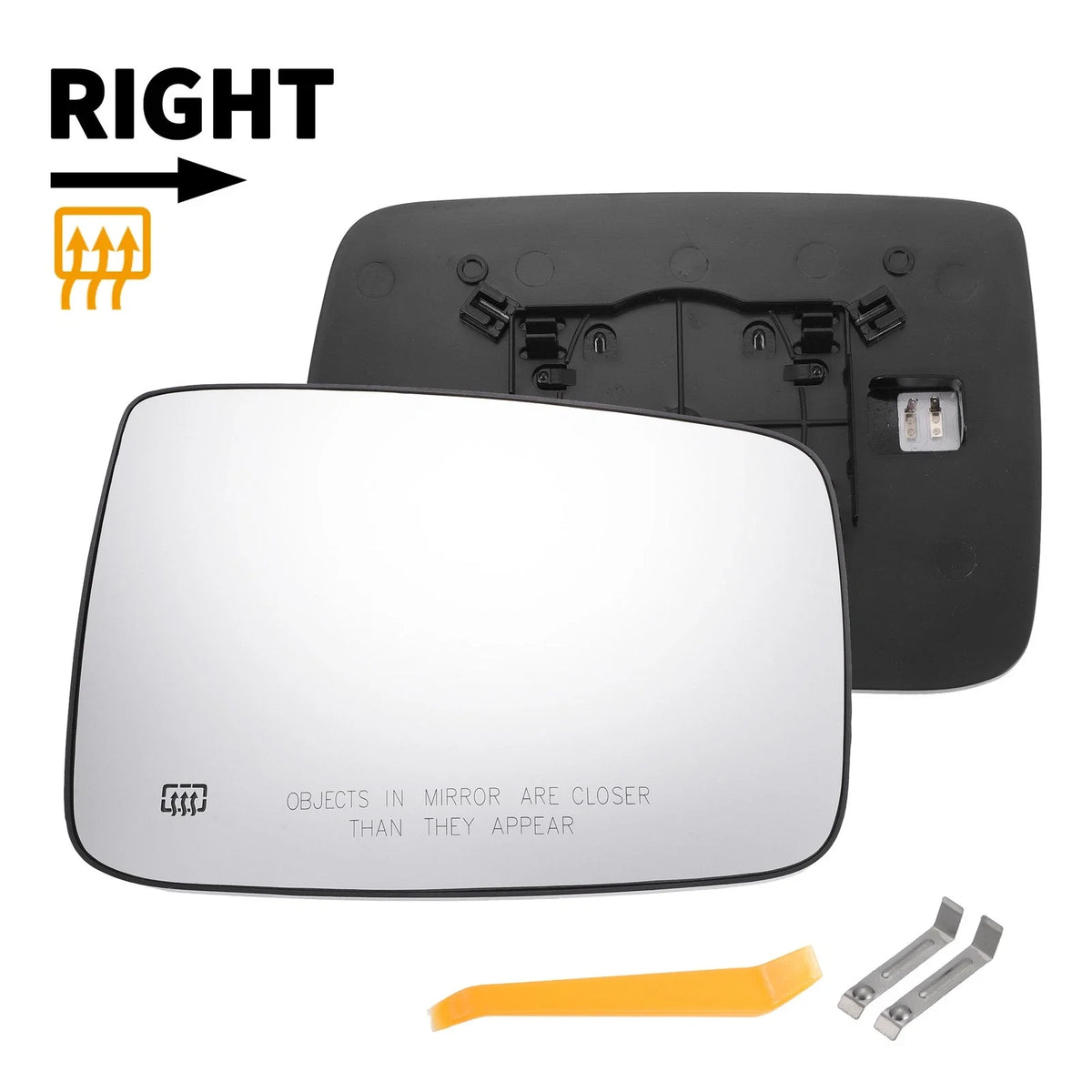 Right Side Heated White Mirror Glass for Dodge Ram 1500 2500 (2010–2023)