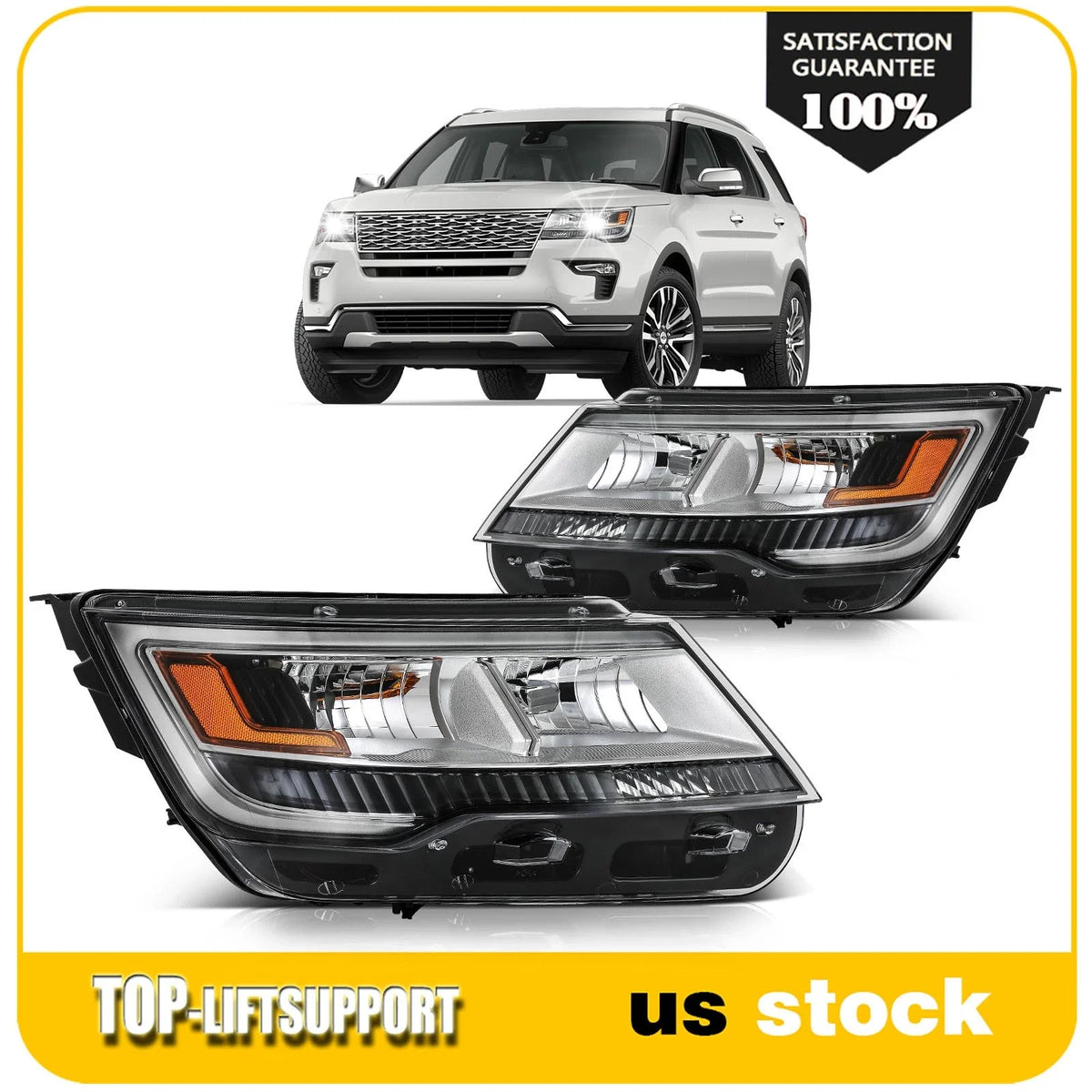 Pair LED Headlights for Ford Explorer (2016–2018)