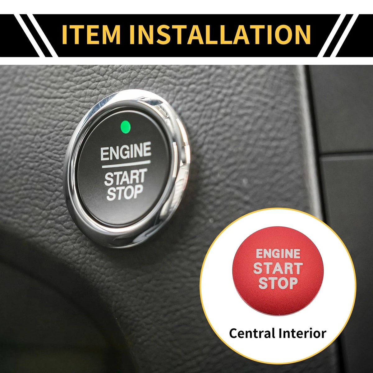 Engine Start Stop Button Switch Knob Cover for Toyota Tacoma (2016–2023) Red
