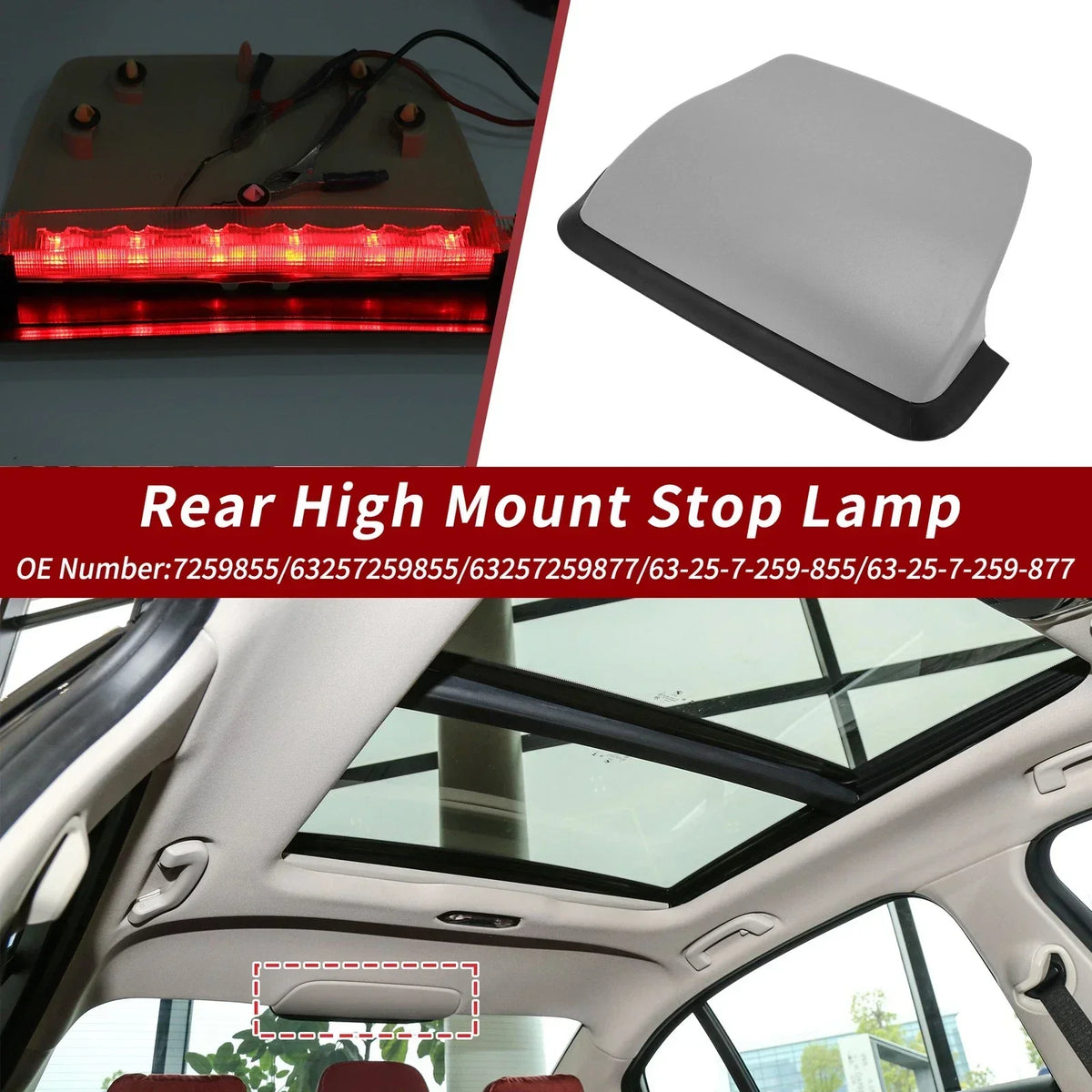 Gray LED Third Brake Light Assembly for BMW 3 Series F30