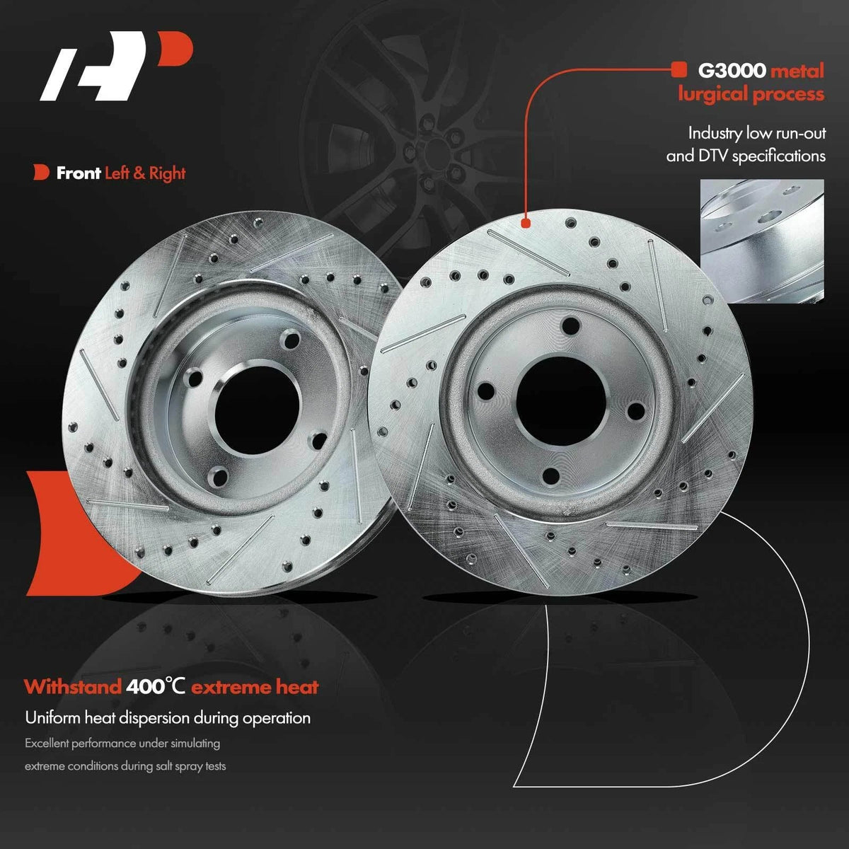 Front Brake Rotors (Drilled) for Nissan Sentra & Versa 2007-2012