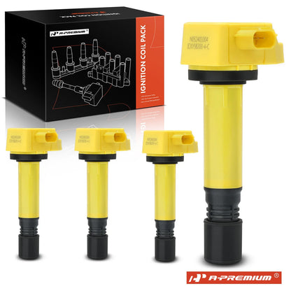 Set of 4 Yellow Ignition Coil Packs for Honda Civic (2006–2011)
