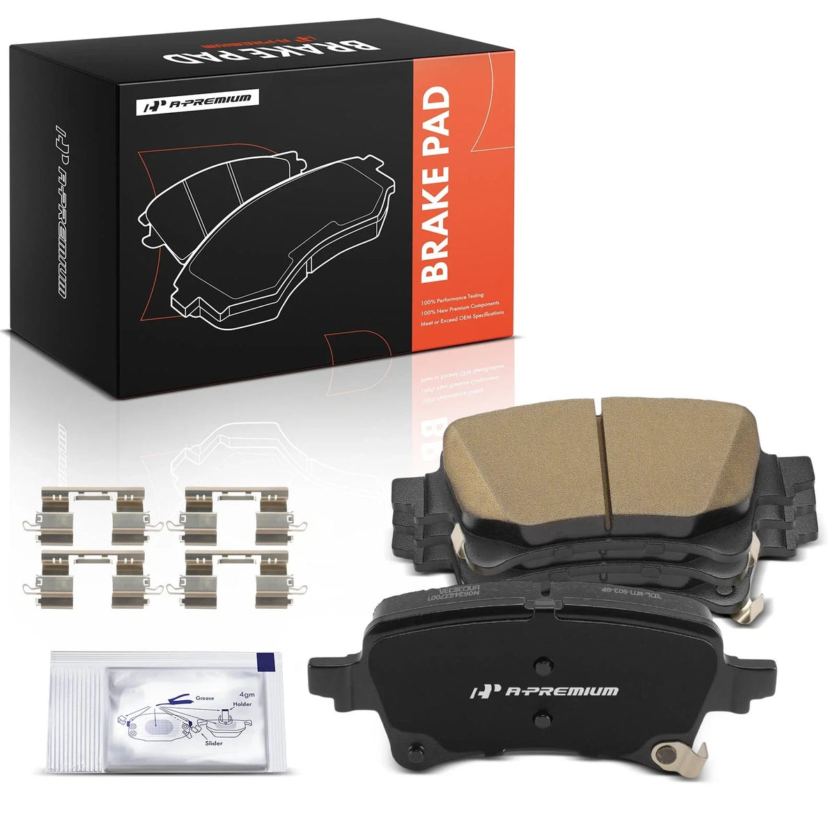 Set of 4 Rear Ceramic Brake Pads with Hardware for Jeep Wrangler JL (2021–2023)