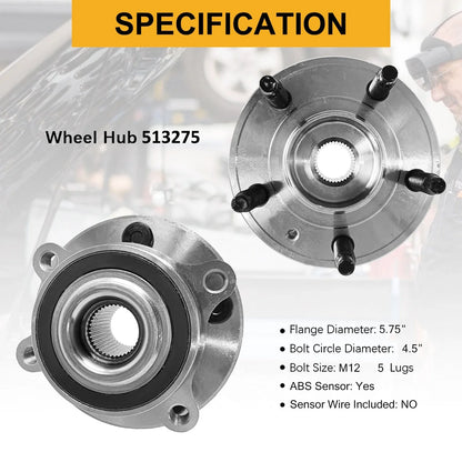 Hub Bearings Set for Ford Taurus Flex Lincoln MKS MKT Front 2013-2019