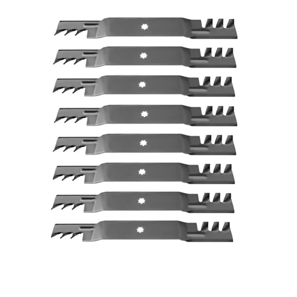 Set of 8 Toothed Mulching Blades for John Deere LA120 E130 115 S110 (AM137333)