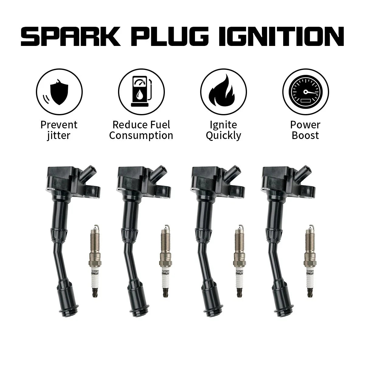 Set of 4 Ignition Coils & Spark Plugs for 2017-2019 Ford Escape SEL