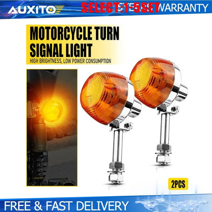 Set of 2 Amber Halogen Turn Signal Indicator Lights for Universal Motorcycle (12V)