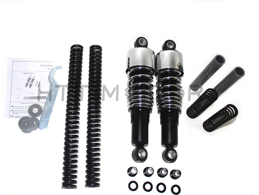 Chrome Fork Spring Shock Absorber Lowering Kit for Harley Dyna FXD 1991-2005