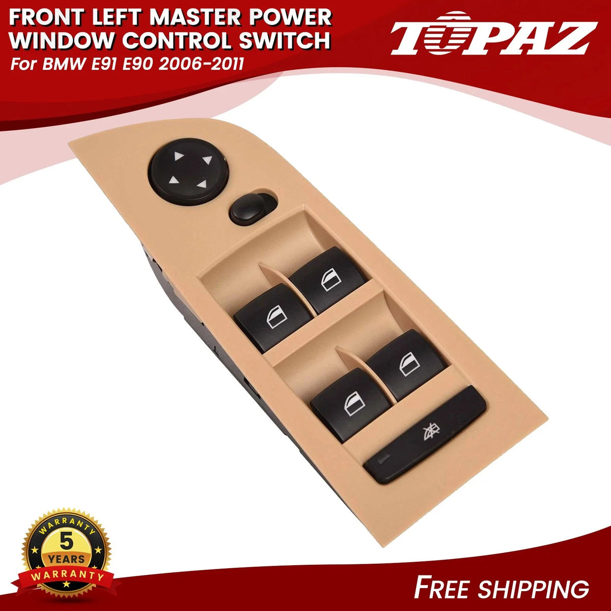 Front Left Power Window Control Switch for BMW E90 E91 (2006–2012)