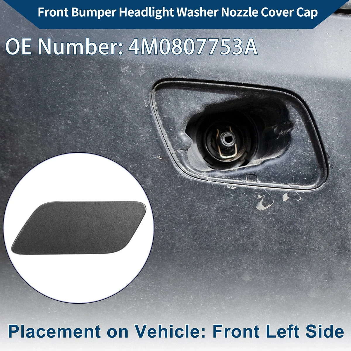 Front Left Washer Nozzle Cover Cap for Audi Q7 (2016–2021) Gray