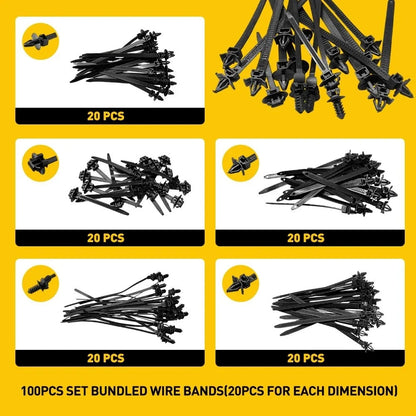 100-Piece Hose Wire Retainer Zip Tie Clip Set for Automotive Use