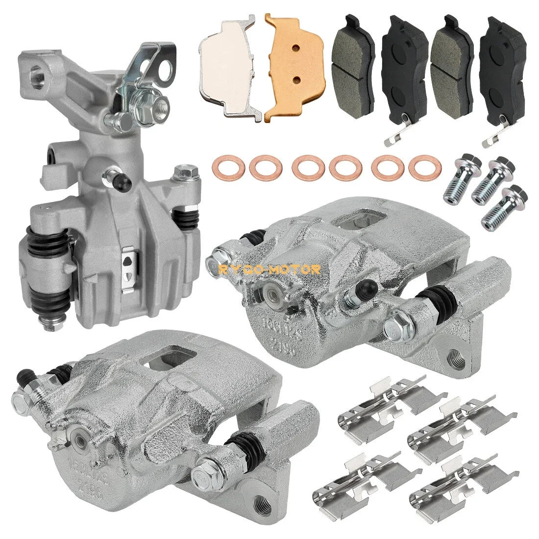 Front Brake Calipers and Pads Set for Honda Pioneer 500 520 2016-2023
