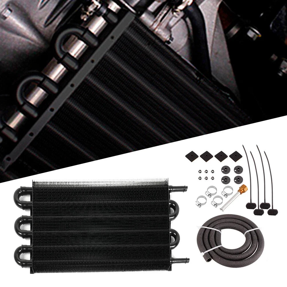 Remote Transmission Oil Cooler Kit - Universal Aluminum 6 Rows