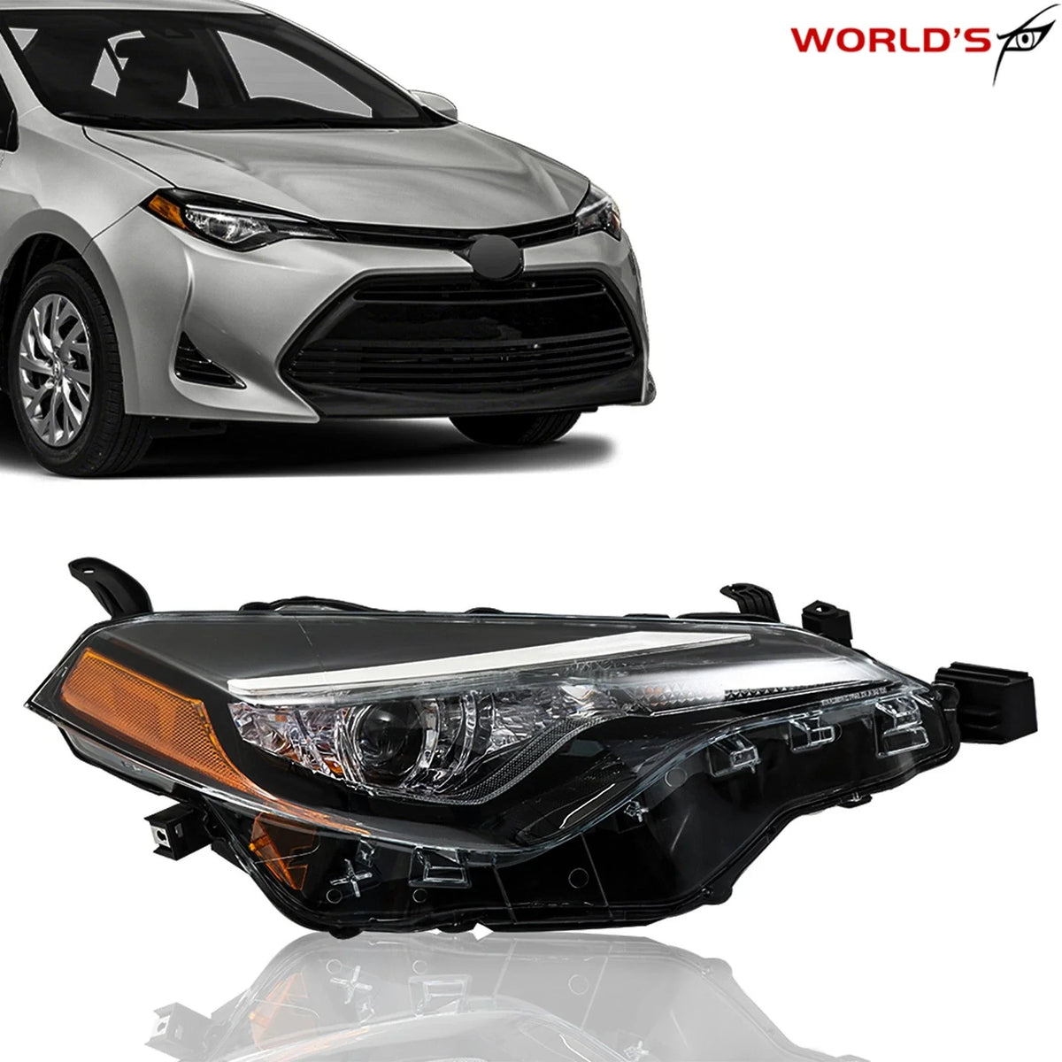 Headlight Assembly for Toyota Corolla (2017–2019) Black Housing Right Side
