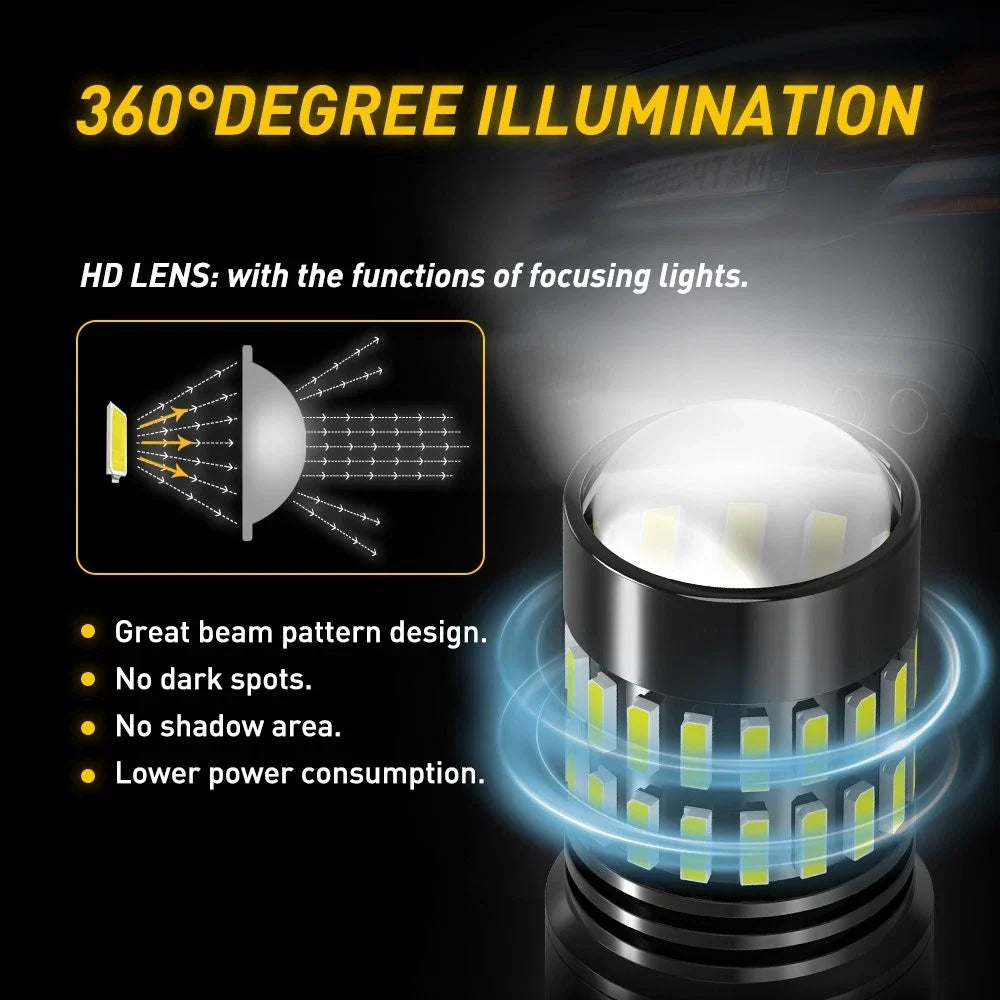 2X 7443 LED White Reverse Light Backup Bulbs for Ford F150 F250 (2018–2021)